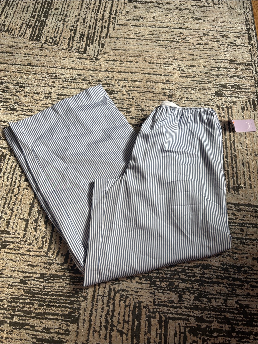 Womens Blue and White Striped Lounge Pants